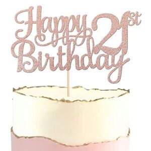 Cake Topper - Happy 21st Birthday Rose Gold NEW